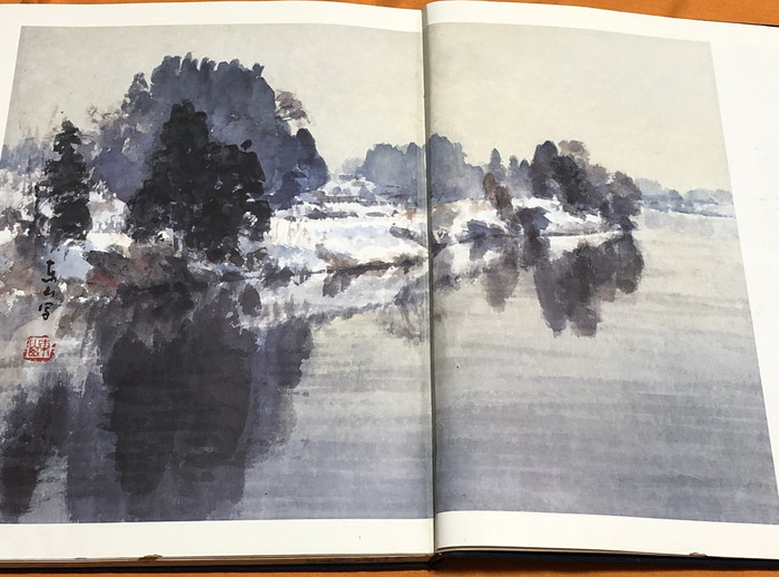 Draw Waterside Landscape in Jpanese Ink Wash Painting Book from